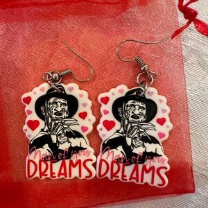 Earrings Fishhook Freddy Kruger Halloween Horror Costume Jewelry Silver